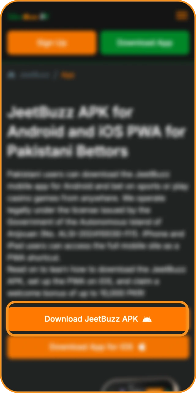 Learn how to install the JeetBuzz online casino app on your Android phone.