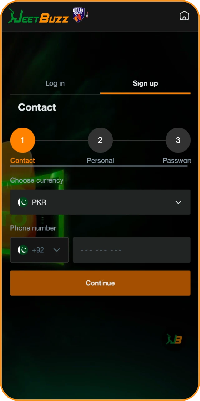 Open the registration interface in the JeetBuzz App to start playing.