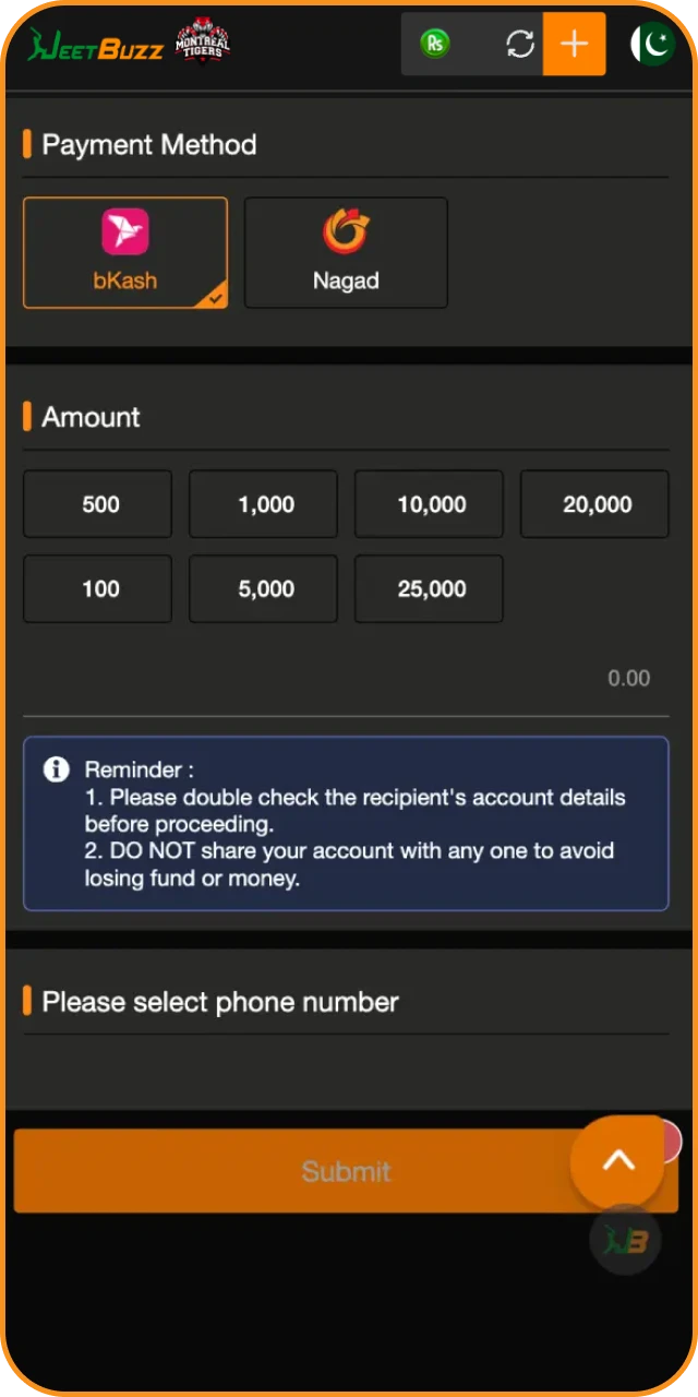 Withdraw reward after meeting the JeetBuzz welcome bonus rules.