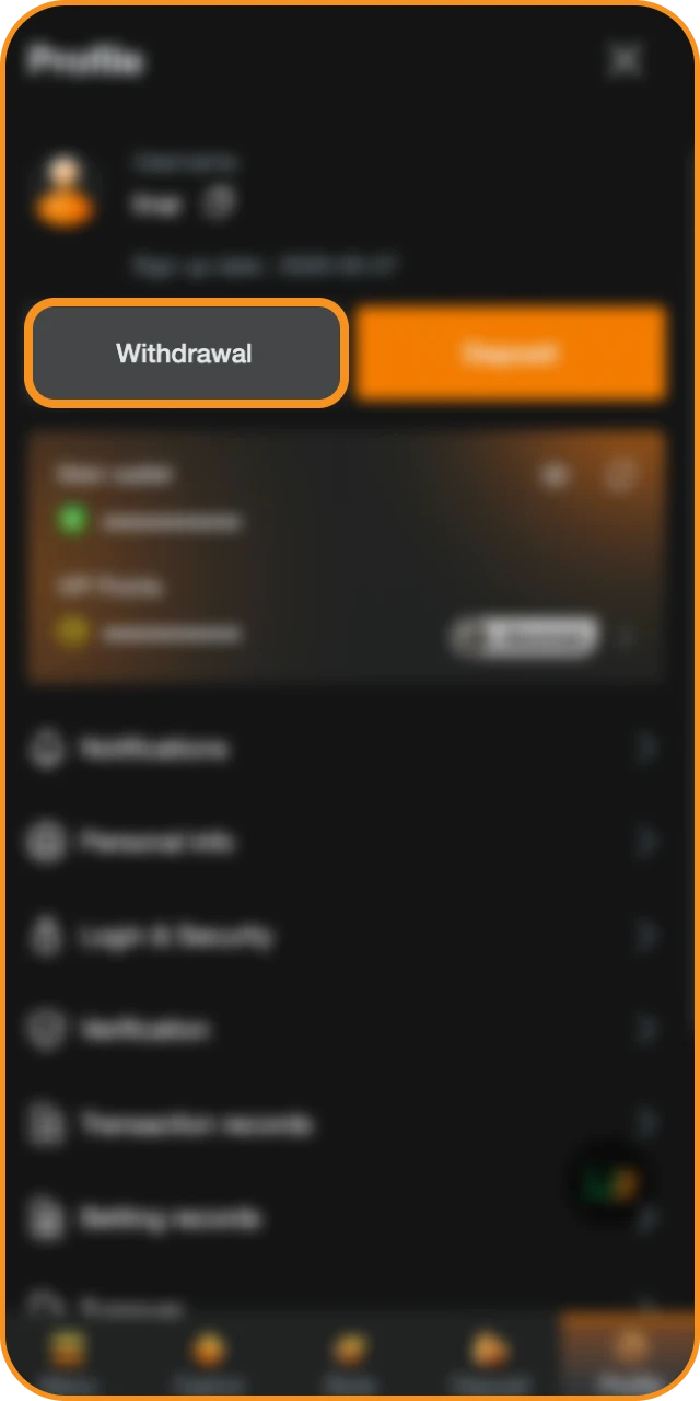 Select a withdrawal option from the list of JeetBuzz payment methods.